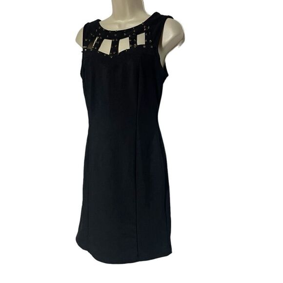 Charlotte Russe Wombs Black Dress W/ gold studs. Size large - Picture 3 of 15